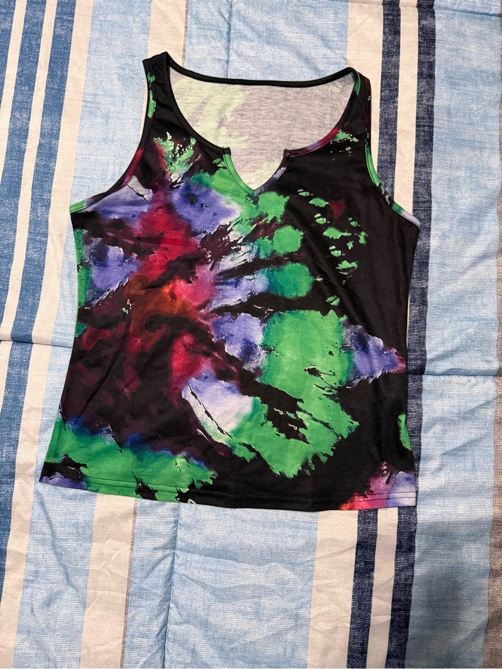 Women’s Black Abstract Tie-Dye Tank Top - Multicolor